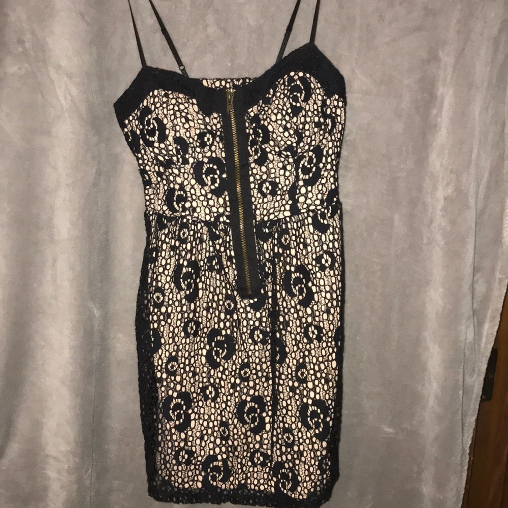 Black lace dress with front zipper
